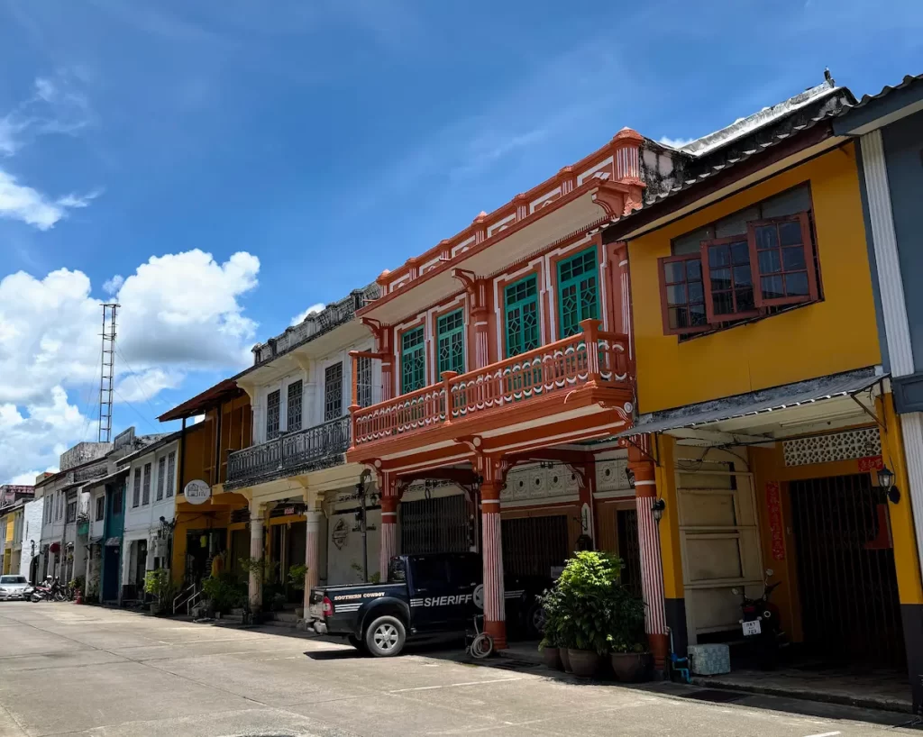 Quiet street in Takua Pa Thailand during a slow travel experience